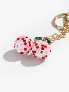 พวงกุญแจเชอร์รี่ประดับเพชรน่ารัก ของขวัญวาเลนไทน์สุดเก๋ แฟชั่นคริสตัลสวยงาม ของตกแต่งกระเป๋าถือสำหรับผู้หญิง - Product Image 3