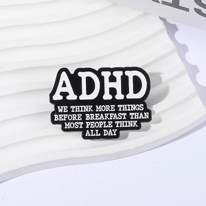 ADHD spilla per smalto per la salute mentale pensiamo più cose prima di colazione che la maggior parte delle persone pensa per tutto il giorno a spilla distintivo regalo per gioielli - Product Image 2