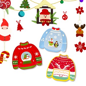 Maßgefertigte Weihnachtspullover-förmige <span class=keywords><strong>Pappteller</strong></span> Einweg-Feiertagsteller Weihnachts-Tischzubehör - Product Image 5