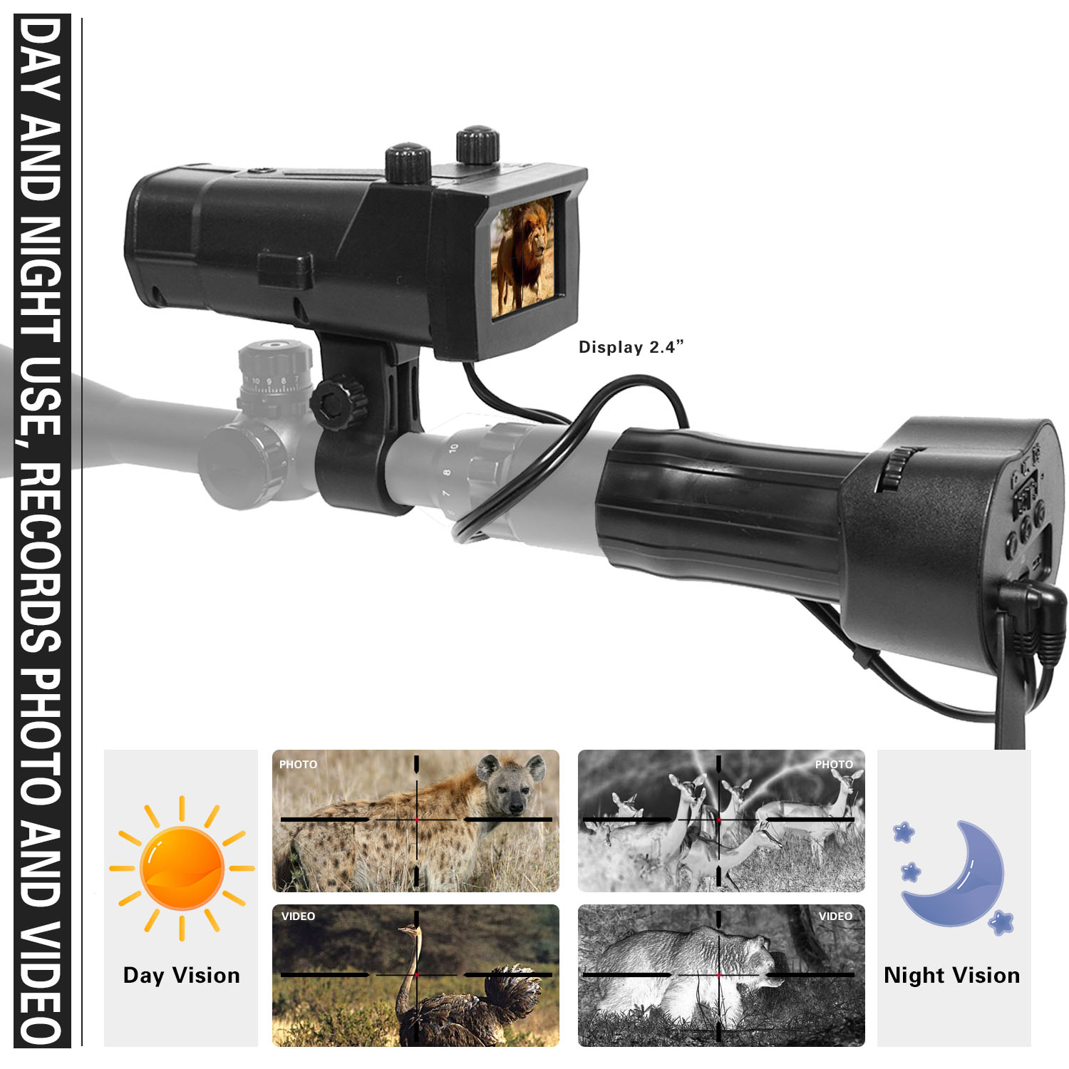 Winait HD720P Scope Mounted Infrared Wifi Digital Night Vision Telescope Camera with 2.4 LCD