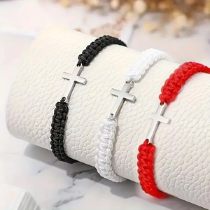 Hot Stainless Steel Cross Woven Rope <b>Bracelet</b> Friendship Couple Lucky Red <b>String</b> <b>Bracelet</b> Women Men <b>Bracelet</b> Jewelry - Product Image 2