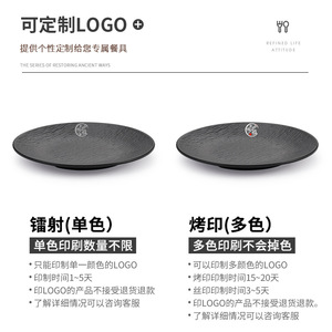<b>Black</b> Melamine Round <b>Plate</b> Set 310 Commercial Use For Hotel Party Steak Vegetable Dish Serving - Product Image 5