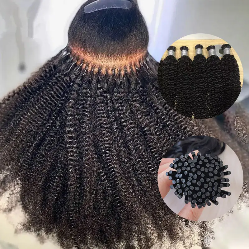 Extensão de cabelo 100% remy brasileiro, virgem 12a cru natural preto pinça crochê humano pontas 4b 4c 3b 3c cacheado extensões de cabelo