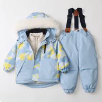 Nouveau coupe-vent hiver imprimé à capuche Ski costumes imperméable fermeture éclair fille garçons enfants Ski ensembles Polyester à manches longues enfants ensemble