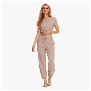 Conjunto de Pijama Informal para Mujer, Ropa de Dormir Suave de Algodón, Pijamas Cómodos de Manga Corta, Ropa de Estar por Casa - Product Image 1
