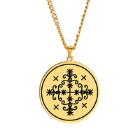 HLSS060 Amulette de Papa Legba Voodoo Loa Veve Charme Vodoun Lwa Talisman Amulette Pendentif en acier inoxydable avec marquage laser