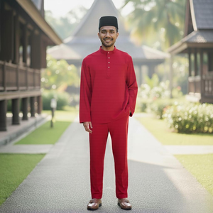 Baju Melayu Teluk Belanga Exclusif en Coton Infroissable, Style Décontracté Automne Femme 2025 – Prix Direct Usine, Partenaire de Chaîne d'Approvisionnement Fiable - Product Image 1