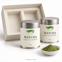 Coffret Cadeau de Poudre de Thé Vert Matcha Marque Blanche avec Deux Boîtes de 100 Grammes pour Latte et Pâtisserie