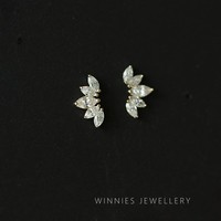 Boucles d'oreilles en forme de fleur de lotus en argent sterling pur 925 plaqué or 18 carats avec bouchon d'oreille à vis