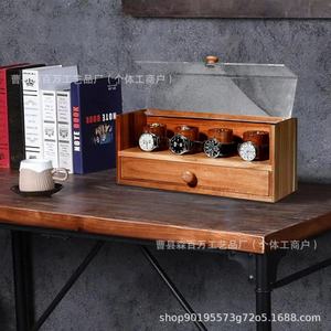 Wooden <b>Watch</b> Winder Box 14.25 In With Drawer And Display <b>Case</b> For Automatic Mechanical <b>Watches</b> Storage Desktop Use - Product Image 4