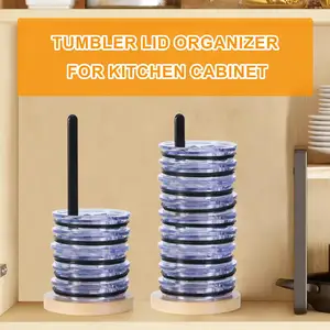 2024 Kitchen Accessories Cup Lid Organizer Cabinet Holds Up To 10 Lids Bamboo Tumbler Lid Organizer For Kitchen