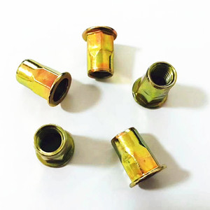 M4 M5 <span class=keywords><strong>M6</strong></span> M8 M10 M12 Filetage Métrique Haute Qualité Acier au Carbone Hexagone Tête Plate Reliure Rivnut Nutsert Insert Rivet Écrou - Product Image 1