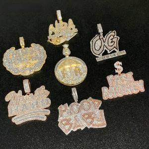 Bán buôn Có sẵn Mặt dây chuyền Hip Hop mạ vàng 18K đính đá Cubic Zirconia lấp lánh dành cho nam, bé trai, gia đình OG CEO FR BABY ABP FAMILY <span class=keywords><strong>NRA</strong></span> - Product Image 4