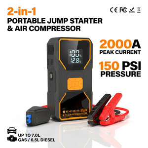 2000A 16000mAh Car Jump Starter with Air Pump 12V Portable Battery Booster Jump Box Power Bank <strong>Emergency</strong> Car Kit Truck - Product Image 1