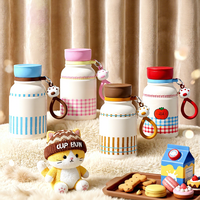 Juego de 4 botellas de agua para niños con diseño de animales de dibujos animados, tazas bonitas para beber con correa de silicona para la escuela, viajes y el hogar.