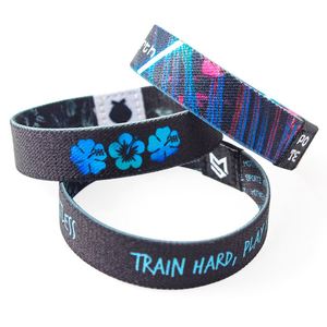 Pulsera deportiva con logotipo <span class=keywords><strong>de</strong></span> tela <span class=keywords><strong>de</strong></span> alta calidad, pulsera tejida elástica <span class=keywords><strong>de</strong></span> propaganda para eventos - Product Image 3