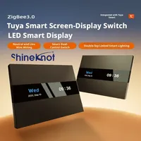 Interrupteur intelligent Tuya Zigbee avec écran LED LCD, contenu texte modifiable à tout moment, version double commande intelligente sans risque d'incendie