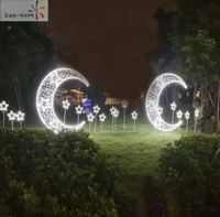 Luces LED 2D con Motivo de Poste para Exteriores Personalizables, Eid Mubarak y Ramadan Crescent Moon Star Decor PARA EL Alumbrado Público DE LA Ciudad