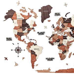 New Home Quà Tặng văn phòng lớn 3D Bản đồ thế giới tường bản đồ bằng gỗ cho trang trí nội thất - Product Image 4