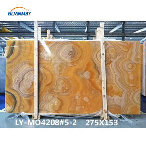 لوح حجر العقيق الأصفر الطبيعي المضيء بتقنية LED، بلاطة عقيق برتقالي مركب، حجر رخام عقيق للمطبخ - Product Image 2