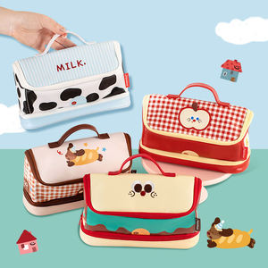 Astuccio Grande Capacità a Forma di Casetta, Borsa Portapenne Multistrato in PU con Manico <span class=keywords><strong>per</strong></span> Scuola e Ufficio - Product Image 3