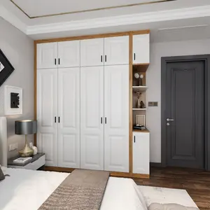 Ropa de lujo personalizada armario moderno dormitorio armario diseño blanco PVC armario ropa almacenamiento armario organizador