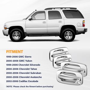 Wzxdauto - Couvre-poignées de porte chromés - Couvre-miroir - Poignée arrière pour Silverado Yukon Sierra Cadillac Escalade 99-06 - Product Image 6