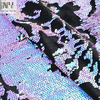 Tissu de pantalon en velours retourné à paillettes Nanyee Textile Fabulous London, bleu violet irisé brillant 5MM
