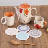 Sous-verre rond minimaliste en céramique, motif créatif, résistant à la chaleur, pour tasses et bols, support quotidien pour le thé, cadeau décoratif pour la maison