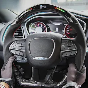 Perforated Leather Custom Carbon Fiber Steering Wheel With LED For Dodge Charger Challenger SRT 2014-2019