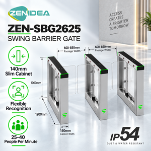 Control de Acceso Facial ZEN-SBG2625, Barrera Abatible de Acero Inoxidable 304, IP54, Gabinete Delgado de 140 mm, Reconocimiento Flexible Bidireccional - Product Image 1