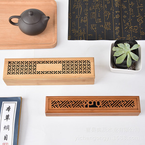 เตาเผาธูปไม้ไผ่ 24x6x5 ซม. ดีไซน์กลวง สำหรับวางบนโต๊ะน้ำชา พร้อมที่วางเครื่องหอม - Product Image 5