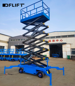 DFLIFT gunting hidrolik, 12m 14m pengangkat udara Platform kerja gunting listrik ditarik selempang untuk penggunaan rumah Hotel 380V - Product Image 2