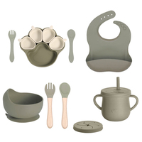 Assiette à vaisselle en silicone pour enfants bol à vaisselle pour tout-petits sevrage avec paille et couvercle ensemble de vaisselle