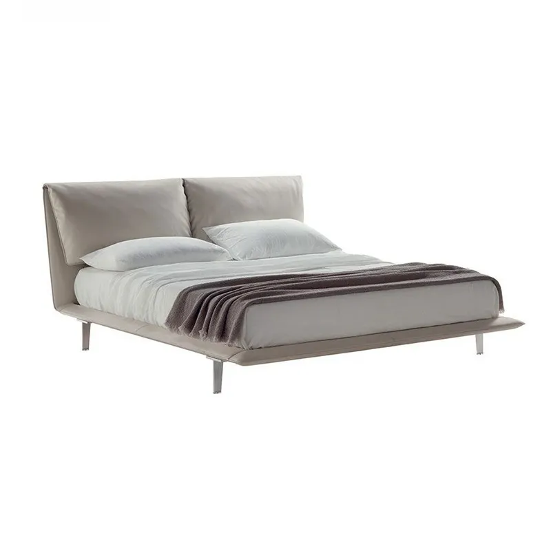 Cama de couro simples e moderna PurelyFeel, cama de couro luxuosa para quarto principal duplo