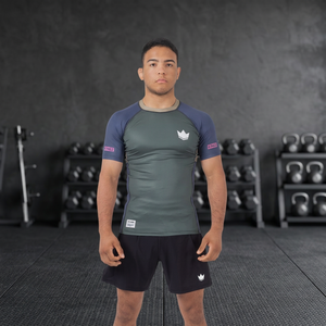 Custom Digital Print Short Sleeve Men's <b>BJJ</b> MMA Compression <b>Rashguard</b> Shirt with Quick Dry Spandex/Nylon 220g for Workouts - Product Image 3