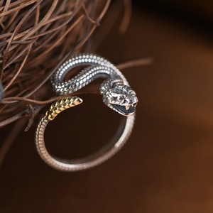 Anillo de Plata BOCAI S925 para Hombre y Mujer, Diseño Vintage de Serpiente Cascabel, Joyería de Plata Fina, Regalo - Product Image 4