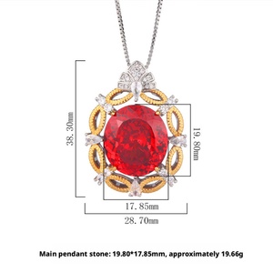 Collier pendentif floral rétro en cuivre plaqué or brossé, éco-responsable, avec zircon coloré 18*20mm, pour femme - Product Image 6