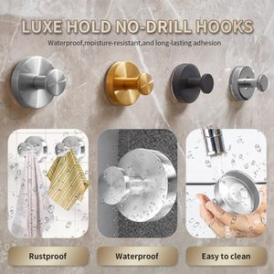 2025 nâng cấp khoan-miễn phí thép không gỉ hút cup Hooks tắm gương tường phòng tắm Glass treo khăn đen 4-Pack - Product Image 2