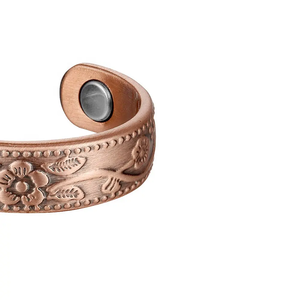 Bijoux Bague magnétique en cuivre massif Bague santé biomagnétique pour femme Couple fleur mignonne