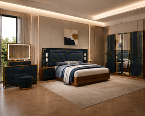 Ensembles <span class=keywords><strong>de</strong></span> chambre à coucher <span class=keywords><strong>de</strong></span> luxe <span class=keywords><strong>de</strong></span> style turc, <span class=keywords><strong>lit</strong></span> double rembourré avec cadre à panneaux, armoire avec miroir, meubles <span class=keywords><strong>de</strong></span> chambre à coucher taille King ou Queen - Product Image 3