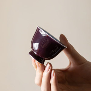 Grape Purple Hand Painted Double Line Porcelain <b>Teacup</b> Round Shape Without Lid Kung Fu Tea Tasting Cup Personal Use - Product Image 3