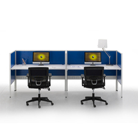 Station de travail modulaire en bois pour 4 personnes, bureau, avec séparation