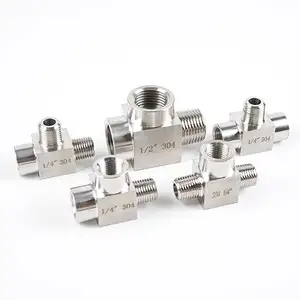 PSI 6000 erkek dişli 3 yollu npt bsp t 1/2 "paslanmaz çelik tee konnektörler