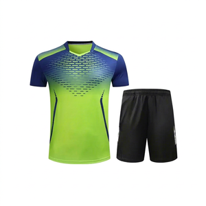 Men's Soccer Jersey Set Gradient Green Blue V-Neck Short Sleeve Moisture Wicking Polyester Uniform All Seasons Athletic Fit - Product Image 1