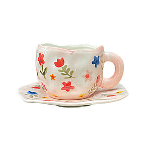 Nuage peinture tasse en céramique à <span class=keywords><strong>la</strong></span> main poterie tasse à thé avec soucoupe ensemble irrégulier bureau cruches d'eau mignon cadeau tasses - Product Image 4