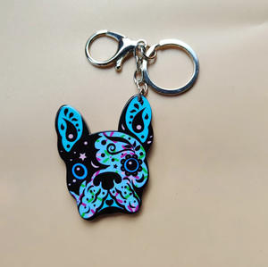 Nieuwe Funky Franse Bulldog Sleutelhanger Multicolor Cartoon Acryl Sleutelhanger Souvenirs Sleutelhanger Groothandel Creatief Kleurrijk Cadeau - Product Image 1