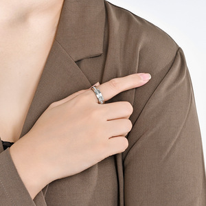 yunnique popular stainless steel diamond-encrusted <b>rings</b> <b>for</b> <b>men</b> and women, couple <b>rings</b>, wedding and engagement je - Product Image 3