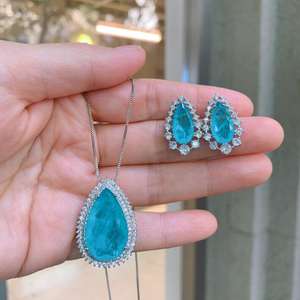 शादी ब्राइडल ऑस्ट्रियाई क्रिस्टल हार और कान की बाली सामान लक्जरी फैशन महिलाओं हार बॉलीवुड के लिए अफ्रीकी मोती गहना - Product Image 1