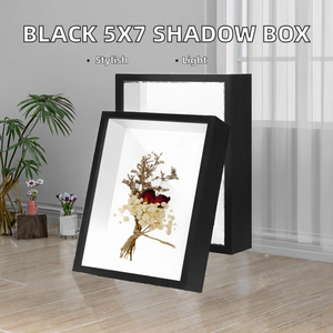 Présentoir double en <span class=keywords><strong>bois</strong></span> noir design avec verre flottant profond pour fleurs, spécimens, décoration intérieure, personnalisable OEM - Product Image 2